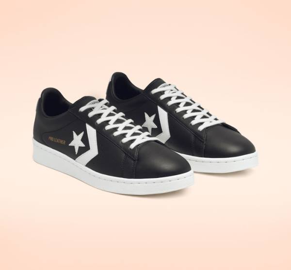 Converse Pro Läder Låga Sneakers Svarta Vita | CV-486SER