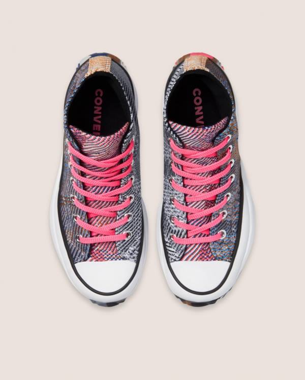 Converse Run Star Hike Knit Print Höga Sneakers Blå Röda | CV-475ANE