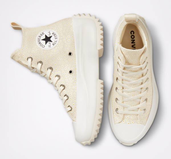 Converse Run Star Hike Platform Daisy Höga Sneakers Beige Vita | CV-735RFJ