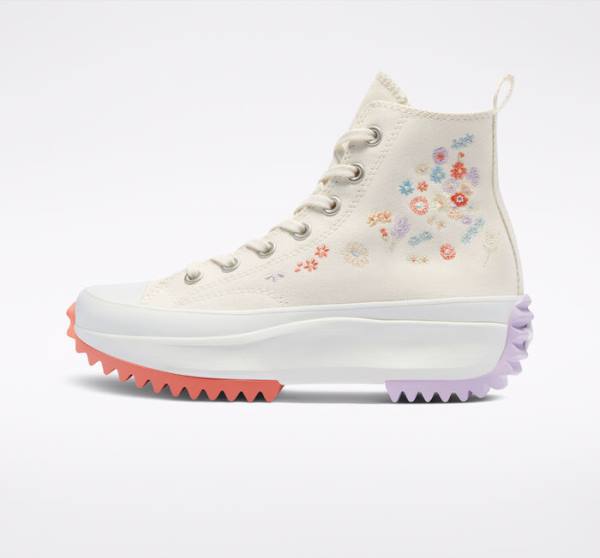 Converse Run Star Hike Platform Embroidered Floral Höga Sneakers Ljus | CV-475YQB