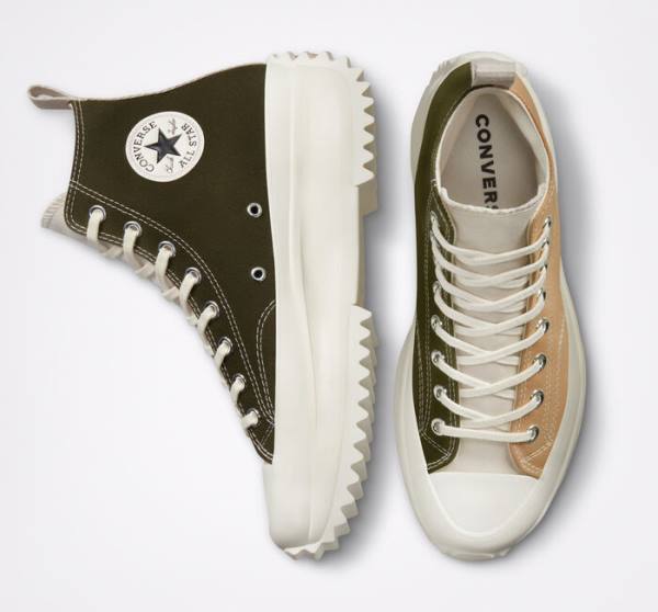 Converse Run Star Hike Platform Tri-Panel Color Block Höga Sneakers Khaki | CV-815KHS