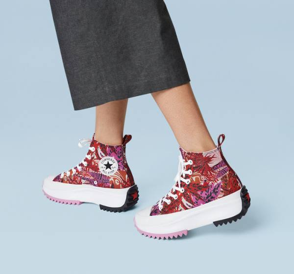 Converse Run Star Hike Platform Tropical Florals Höga Sneakers Orange Svarta Vita | CV-714QAJ