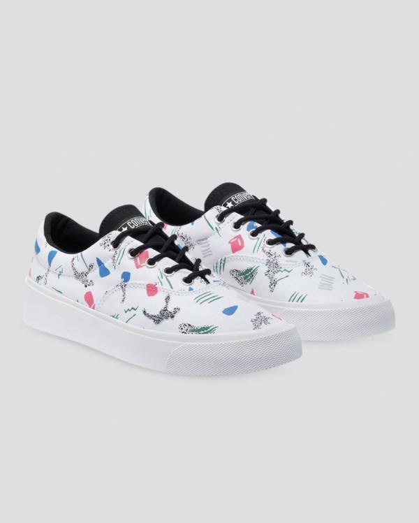 Converse Skid Grip 80s Archive Print Låga Sneakers Vita | CV-871RGE