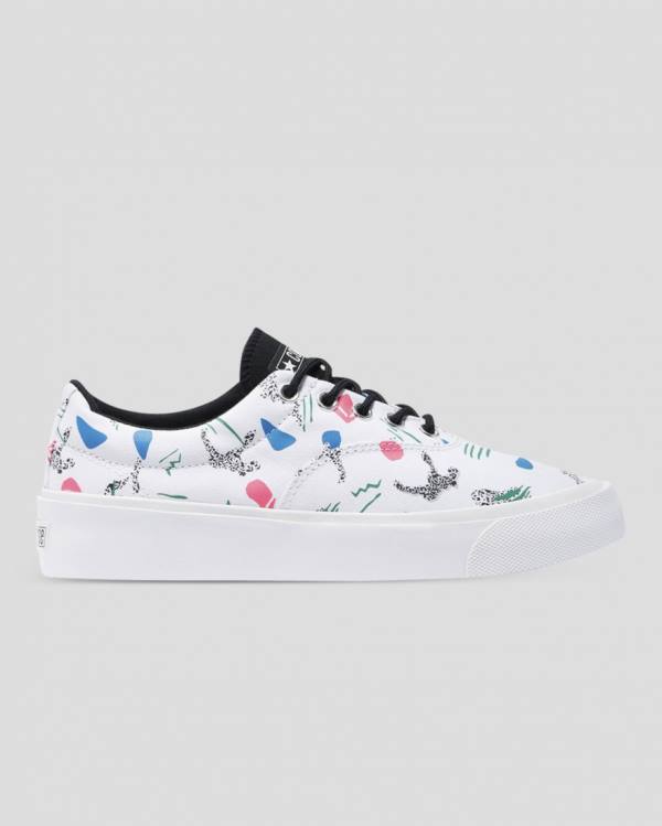 Converse Skid Grip 80s Archive Print Låga Sneakers Vita | CV-871RGE