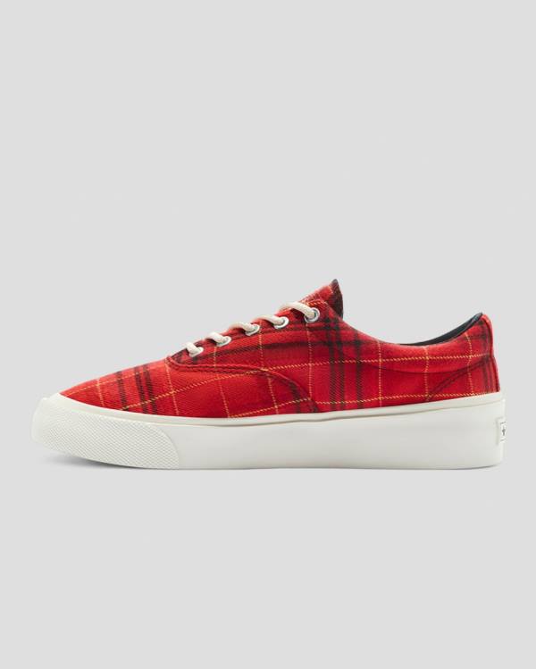 Converse Skidgrip Twisted Plaid Låga Sneakers Röda | CV-342JHX