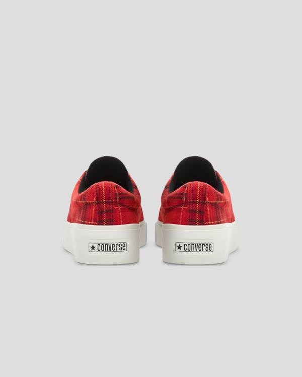 Converse Skidgrip Twisted Plaid Låga Sneakers Röda | CV-342JHX