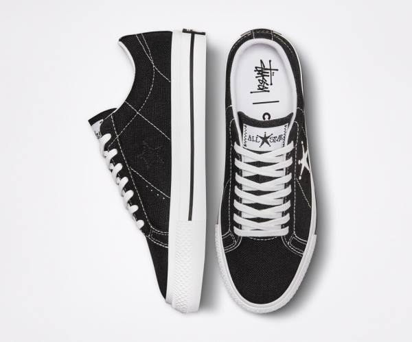 Converse Stussy One Star Låga Sneakers Svarta Vita | CV-385RPL